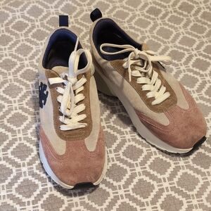 Tory Burch Pink and Tan Athletic Shoes with Cushioned Sole